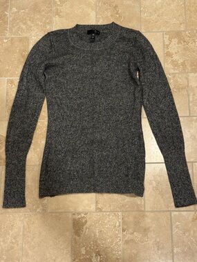 Marled Gray Knit Crewneck Cashmere Sweater